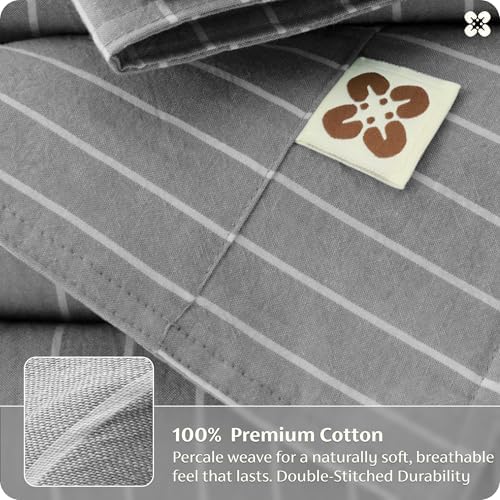 Bedsure PureWoven Striped Duvet Cover Set Linen‐Like, King Size, 3-PC