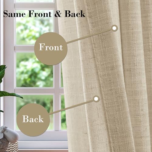 cololeaf Extra Long Linen Curtains Neutral Pinch Pleated Curtains for