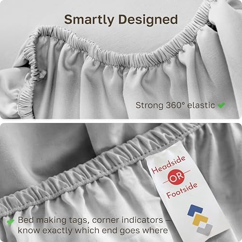California Design Den 100% Cotton Sateen Cali King Fitted Sheet, Grey