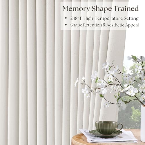 TWODRAPES Ivory White Pleated Blackout Curtains 120 Inches Long 2