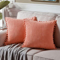 Fancy Homi Pack of 2 Coral Decorative Throw Pillow Covers 18x18 Inch