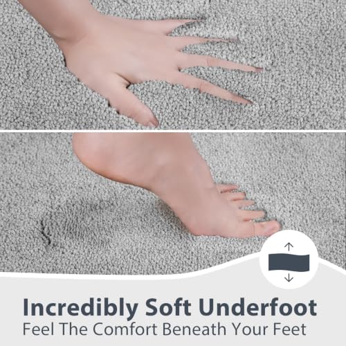 anllugs Bathroom Rugs, Non-Slip Bath Rugs, 24" x 60", Light Grey