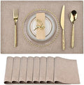 SLKQG Faux Linen Placemats Set of 8, Heat Resistant Washable Double