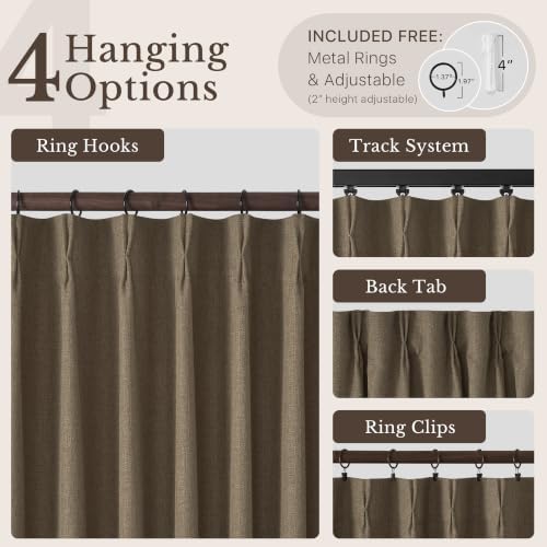 NICETOWN Pinch Pleated Oatmeal Curtains 108 Inches Long 2 Panels