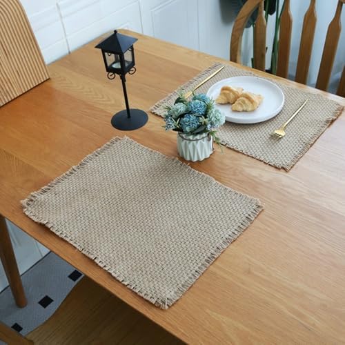 Beydodo Oblong Placemats Set of 8, Dining Table Placemats Jute 16x12