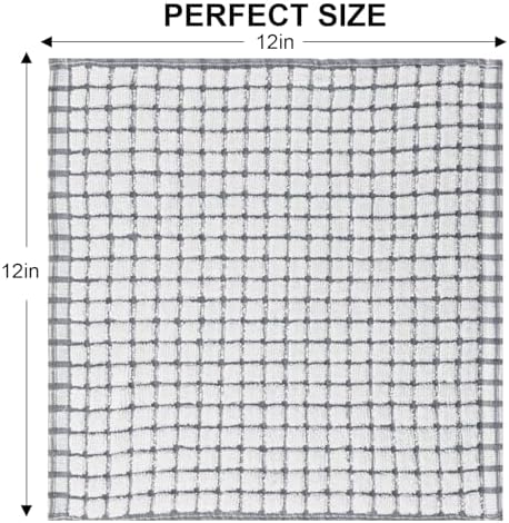 Kitinjoy Cotton 12 Pack Terry Kitchen Dish Cloths, Grey