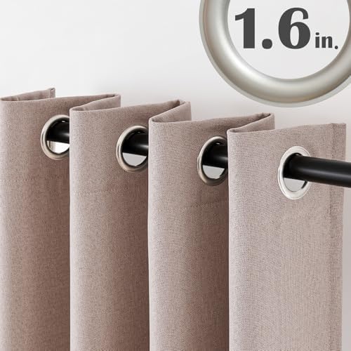 jinchan Linen Textured Room Darkening Curtain 84 Inch Long for Living