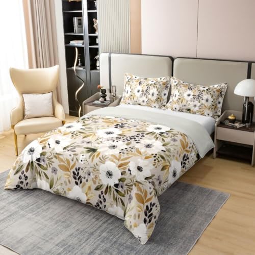 Feelyou Kids Boho Daisy Flower Duvet Cover 100% Cotton Queen Size