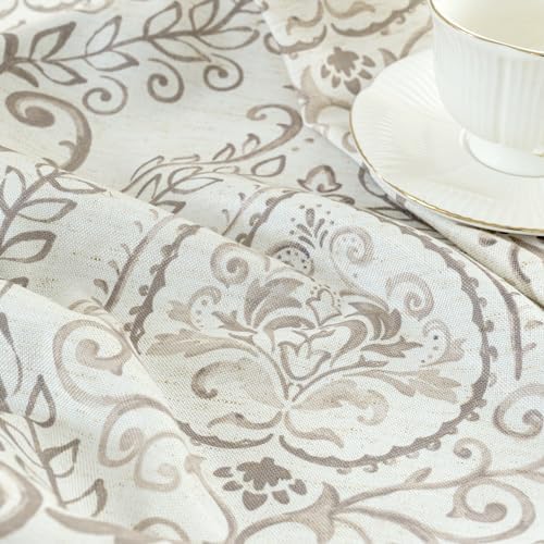 LAMIT Natural Taupe Linen Curtains for Bedroom 63 inch Length 2 Panels