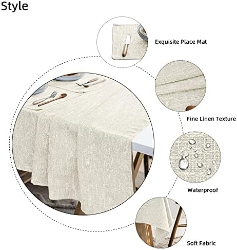Waterproof Cotton Linen Tablecloths Round Dining Table Cloth, Wipe