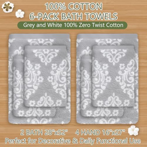 Gray Towels for Bathroom - Cotton | Soft | Quick Dry | Lightweight