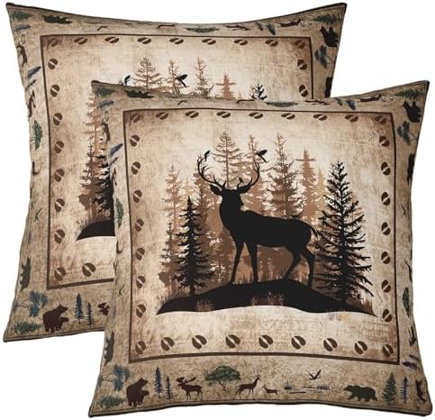 Feelyou Throw Deer Hunting Pillow Covers 22 x 22-Inch Set of 2 Girls
