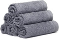 100% Cotton Washcloths Set 13” x 13” | Dark Grey Towels | Set of 6