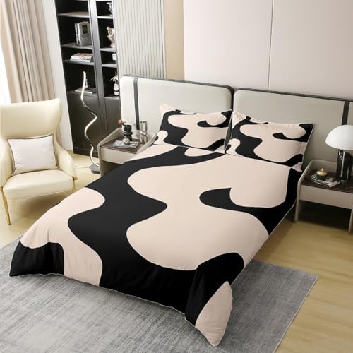 Erosebridal Beige Abatract 100% Cotton Duvet Cover Boho Line Bedding