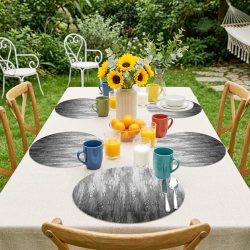 Minimalist Ash Wash Faux Leather Placemats Set of 6, 15in, Waterproof
