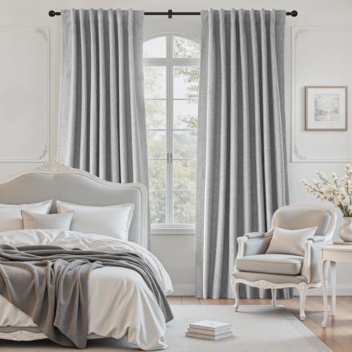 Blackout Curtains for Bedroom 63 Inch Length, Grey 2 Panels Set