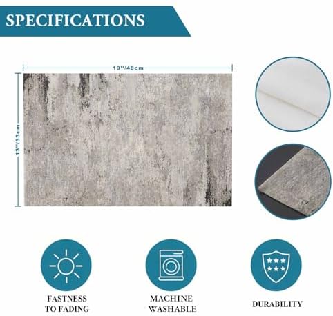 Vintage Grey Mottled Placemats Set of 8 Distressed Rough Surface Wall