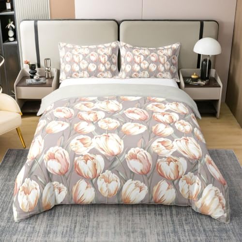 Feelyou Floral Print Duvet Cover 100% Cotton Queen Size Boys Girls