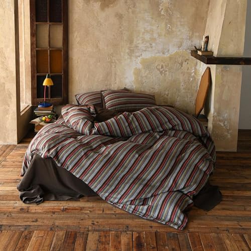 Striped Duvet Cover King Vintage Brown Comforter Cover King Size