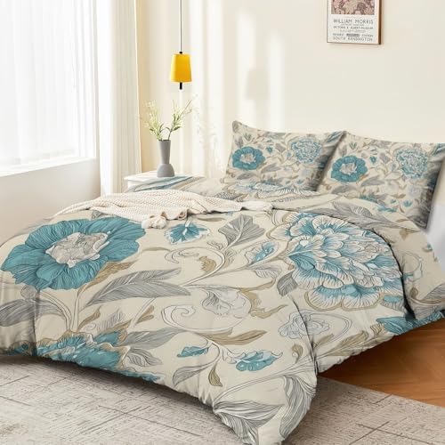 Microfiber Reversible Duvet Cover Full Size - Bohemian Style Flower