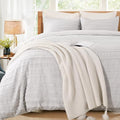 NEXHOME PRO Duvet Cover King,Light Grey 3 Pieces Boho Tufted Duvet