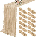 YMHPRIDE 12 Pack Beige Table Runners 35x120in Cheesecloth Table Runner