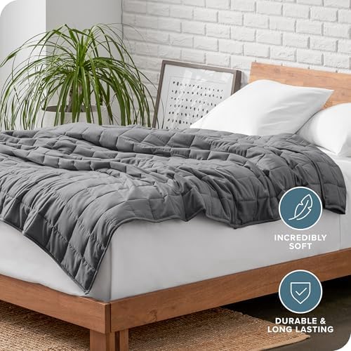 Bare Home Cotton Weighted Blanket (Grey, 60"x80" 20lbs)