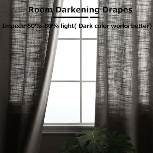 Frelement Extra Long Light Filtering Curtains Linen Curtain Panels for