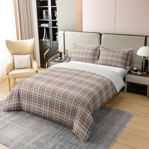 Homewish Buffalo Plaid Girls Bedding Set Twin Size 100% Cotton