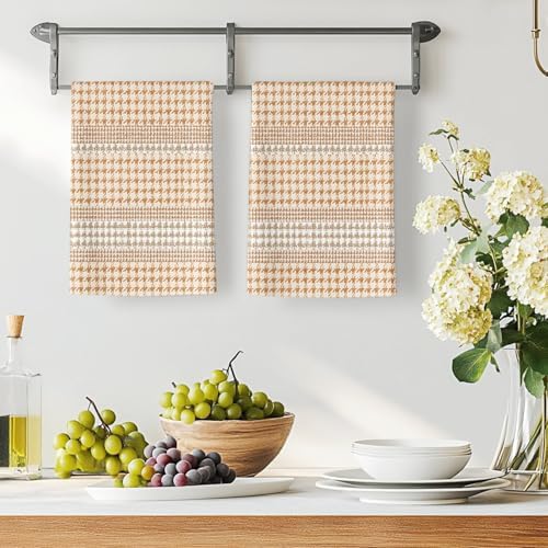 Farmhouse Stripe Kitchen Towels Set of 3, Absorbent Microfiber Dish