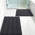 Grandaily 2 Piece Chenille Striped Bathroom Rug Bundle, Extra Thick