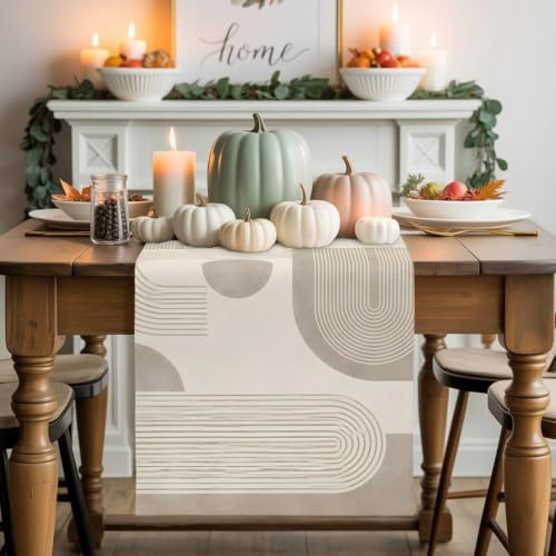 Boho Geometric Table Runner 72 Inches Long, Vintage Traditional