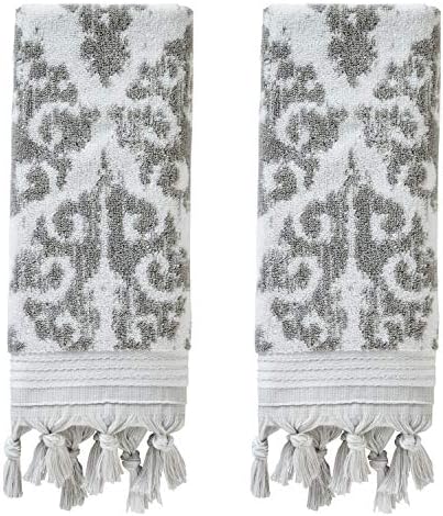 SKL Home Mirage Fringe Bath Towel Set-4pc, 100% Turkish Cotton, Gray