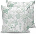 20x20 Pillow Covers Set of 2, Green Coastal Throw Pillow Covers