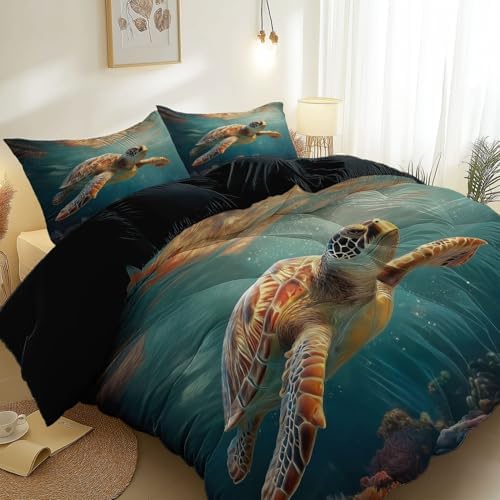 Duvet Cover Set California King, 3pc Reversible Surrealism Underwater