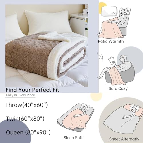 King Size Soft Cozy Sherpa Blanket,Khaki Fleece Throw,108"x90"