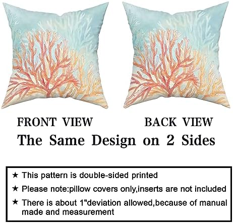 Giwawa Coastal Coral Throw Pillow Covers 20x20 Set of 2, Retro Vibe