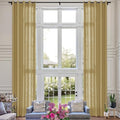 Fcosie New Wheat Natural Linen Extra Long Curtain with Grommets Top