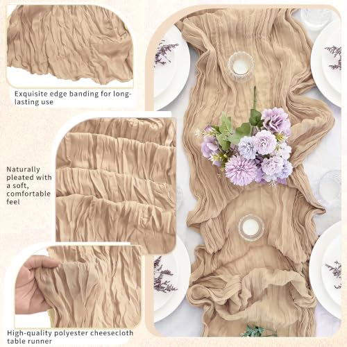 12 Pack Cheesecloth Table Runner Beige 17x108 Inch Rustic Gauze Cheese