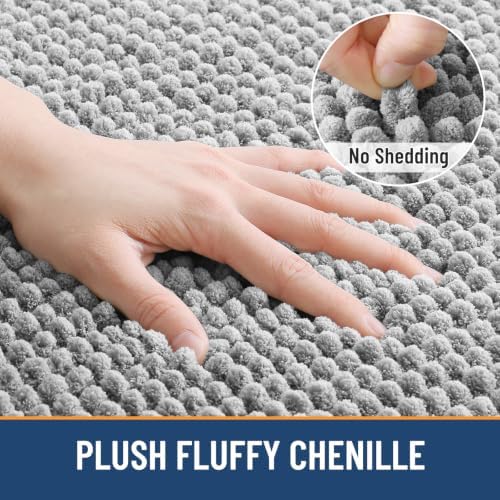 Arotive Chenille Bathroom Rugs 60x24, Soft Absorbent Bath Mat, Light
