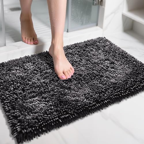 Yimobra Chenille Bathroom Rugs Non Slip, Extra Thick Soft Absorbent