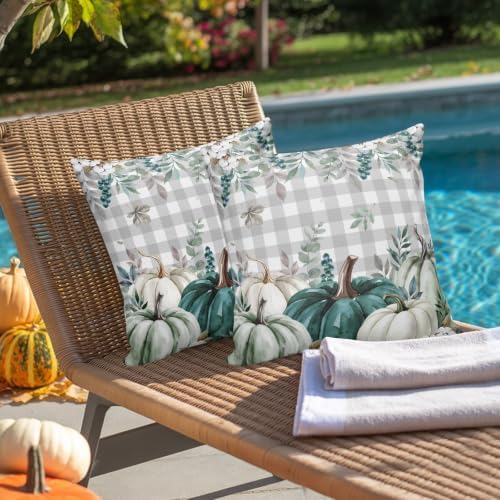 Thanksgiving Autumn Sage Green Waterproof Pillow Covers Set of 2,White