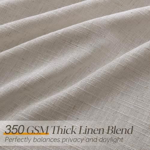 Taupe Linen Pinch Pleated Curtains 96 Inch Length 2 Panels Semi Sheer