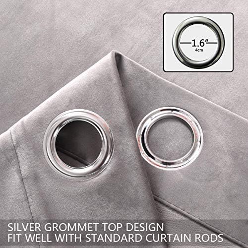 SPXTEX Grey Velvet Blackout Curtains - 120 Inch Long, Light Blocking