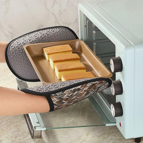 Cool Beige Interwoven Strokes Silicone Pot Holders,2pcs, Heat