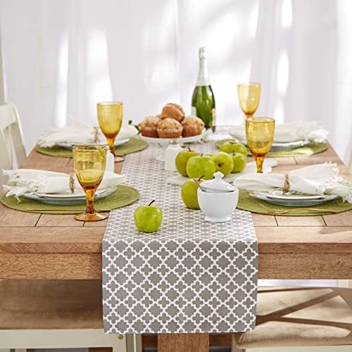 DII Lattice Tabletop Collection, Table Runner, 14x72, Gray