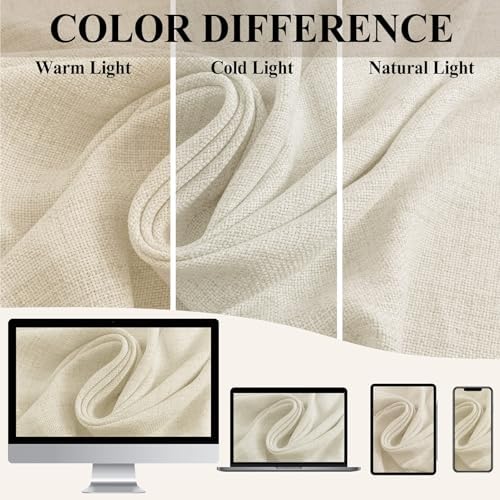 Fcosie Extra Long Curtains, Linen Blend Pleat Pleated Drapes for