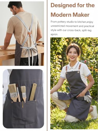 Pottery Apron Split Leg Apron Cross Back Chef Apron with