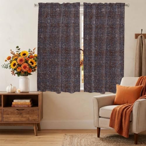 Brown Window Curtains 72 Inch Length, Farmhouse Vintage Chocolate