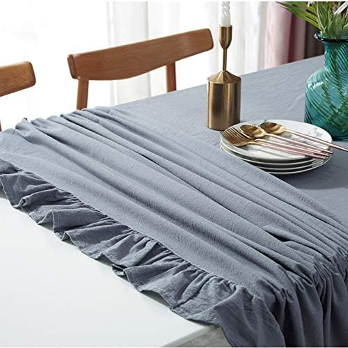 HAIRUO Cotton Linen Solid Color Tablecloth Farmhouse Dining Grey